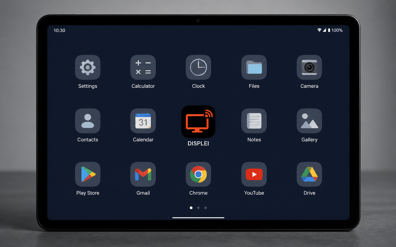 Tablet: icono de la app DISPLEI en la pantalla de inicio
